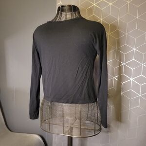 Open back- Black Luxe long sleeve women's shirt small